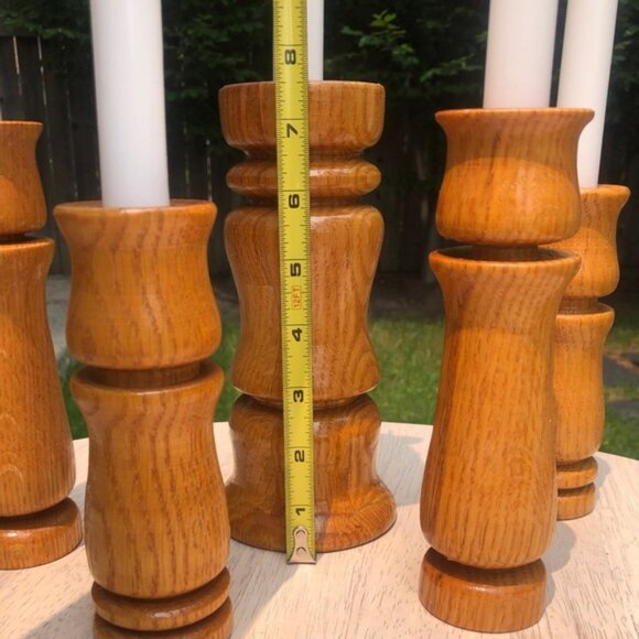 VINTAGE WOOD CANDLESTICKS Set of 5 - Picture 3 of 10